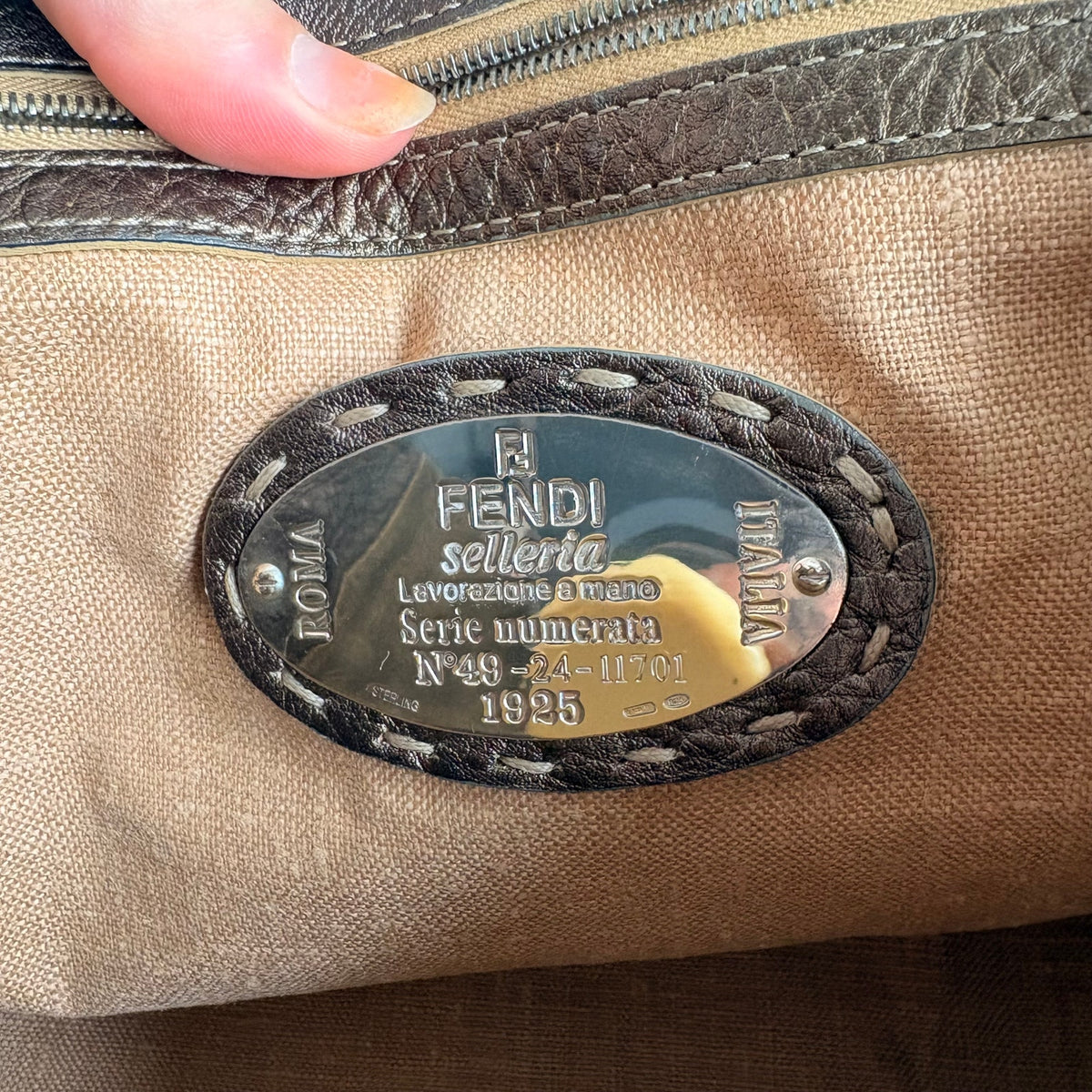 Fendi Selleria "Linda" Metallic Bronze/Pewter Leather Bag - 2006 Collection