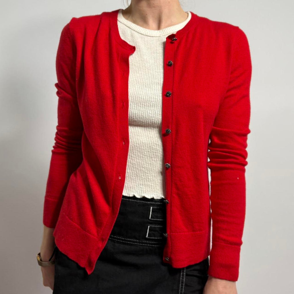 Banana Republic Red Crewneck Cardigan - Size Small