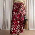 Talbots Floral Wrap Skirt - Red/Cream, Button Side - Size 12 (Fits L)