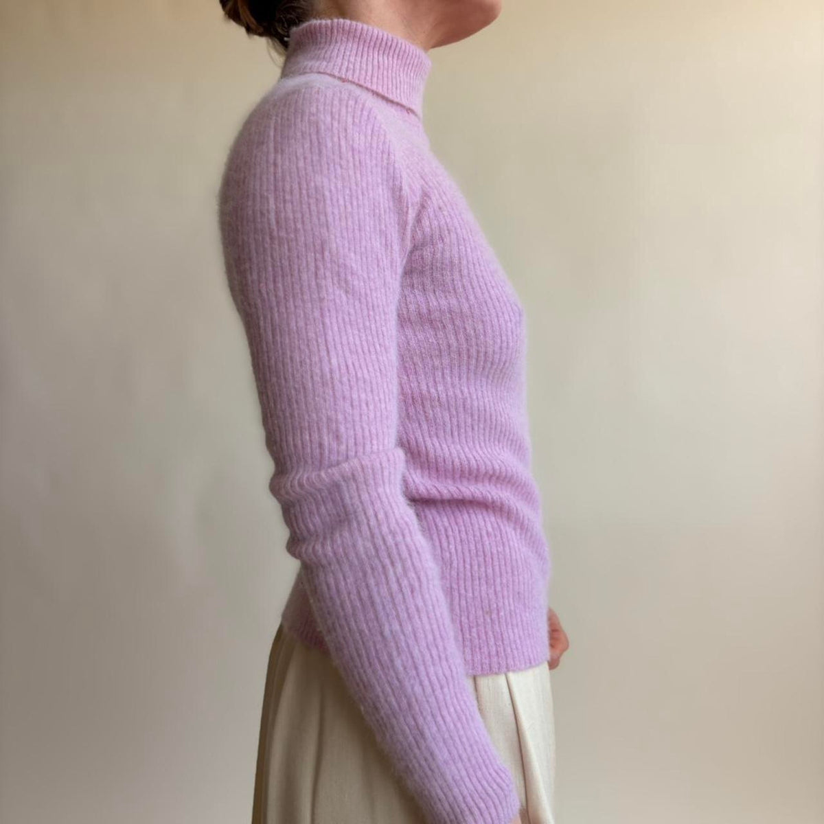 Lord & Taylor Light Pink Angora & Lambswool Turtleneck - Size Small