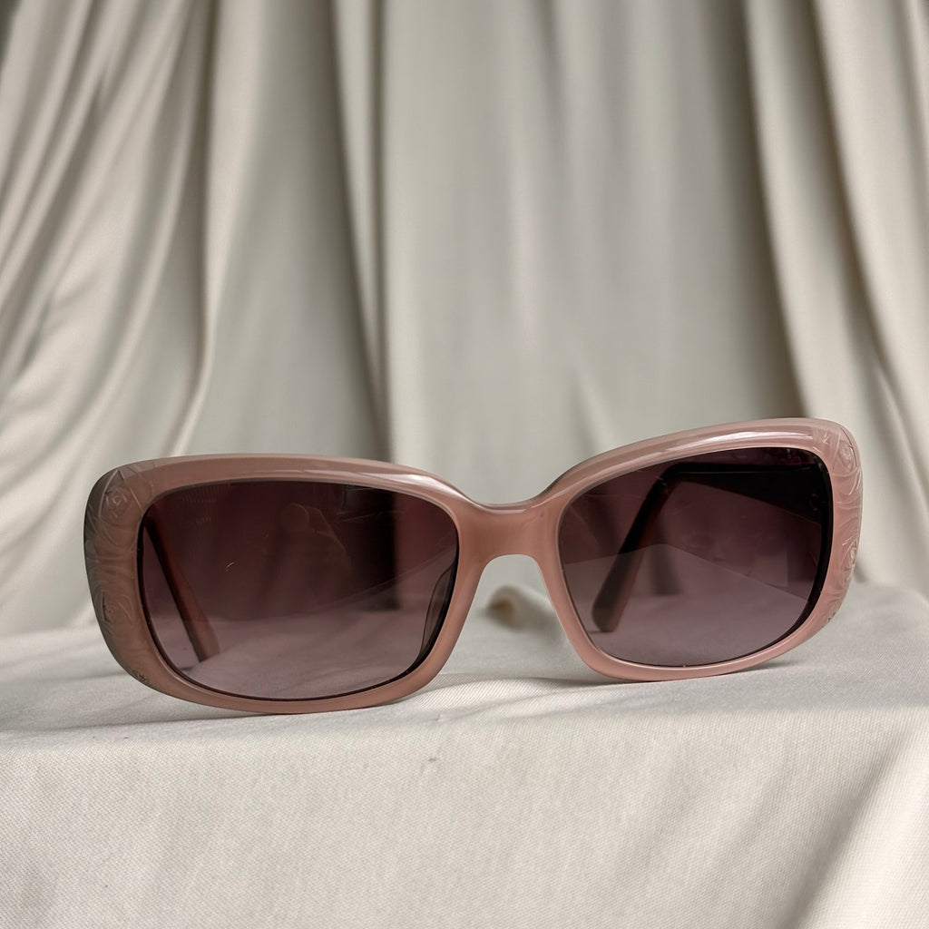 Valentino V619S Rectangular Sunglasses - Dusty Pink, Floral Scroll