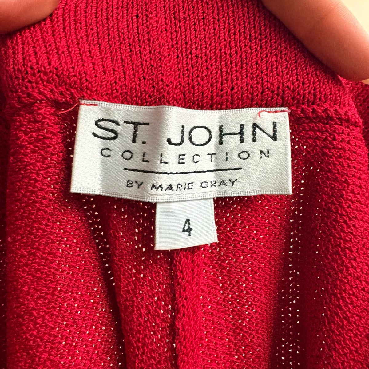 St. John Red Pleated Wide Leg Knit Pants - Elastic Waist, Size 4
