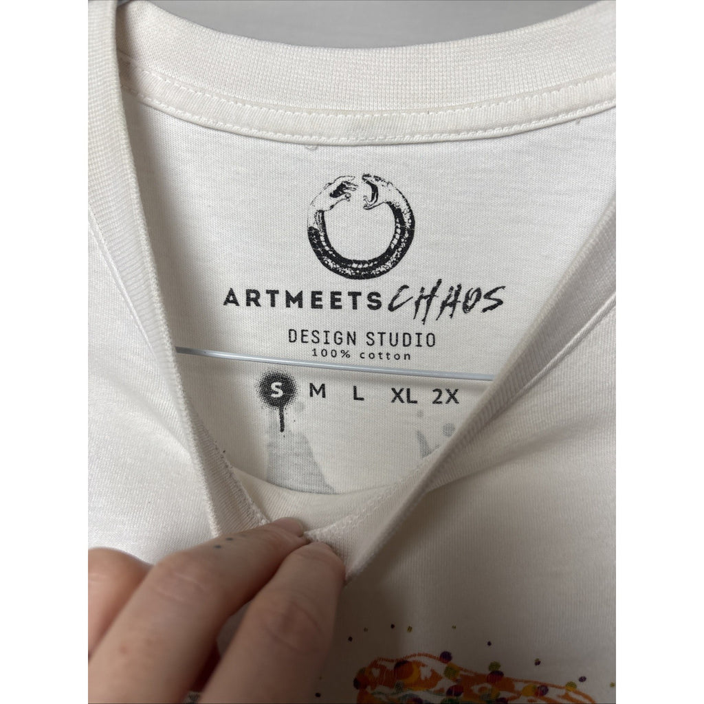 ARTMEETSCHAOS (WHITE “RAINBOW SNAKE CREWNECK T-SHIRT | Small