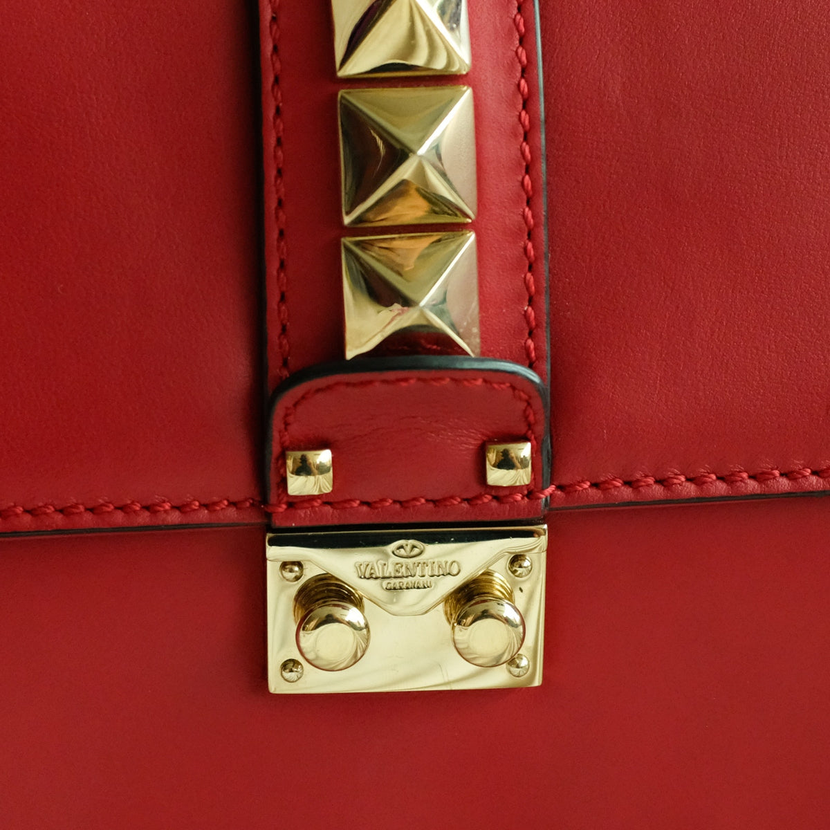 Valentino Garavani Glam Lock Rock Stud Red Shoulder Bag