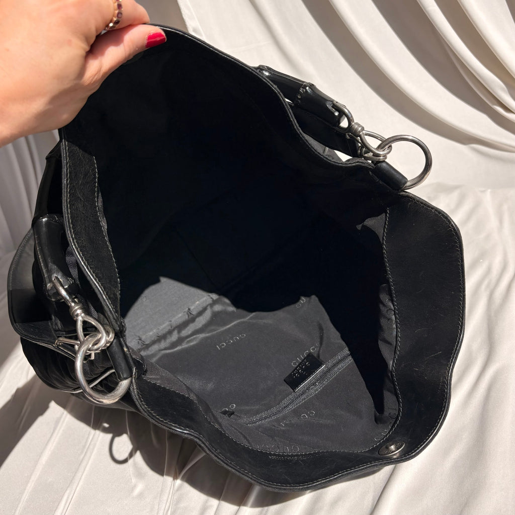 Gucci Bamboo Hobo Bag - Black Nylon, Leather, Tom Ford Era