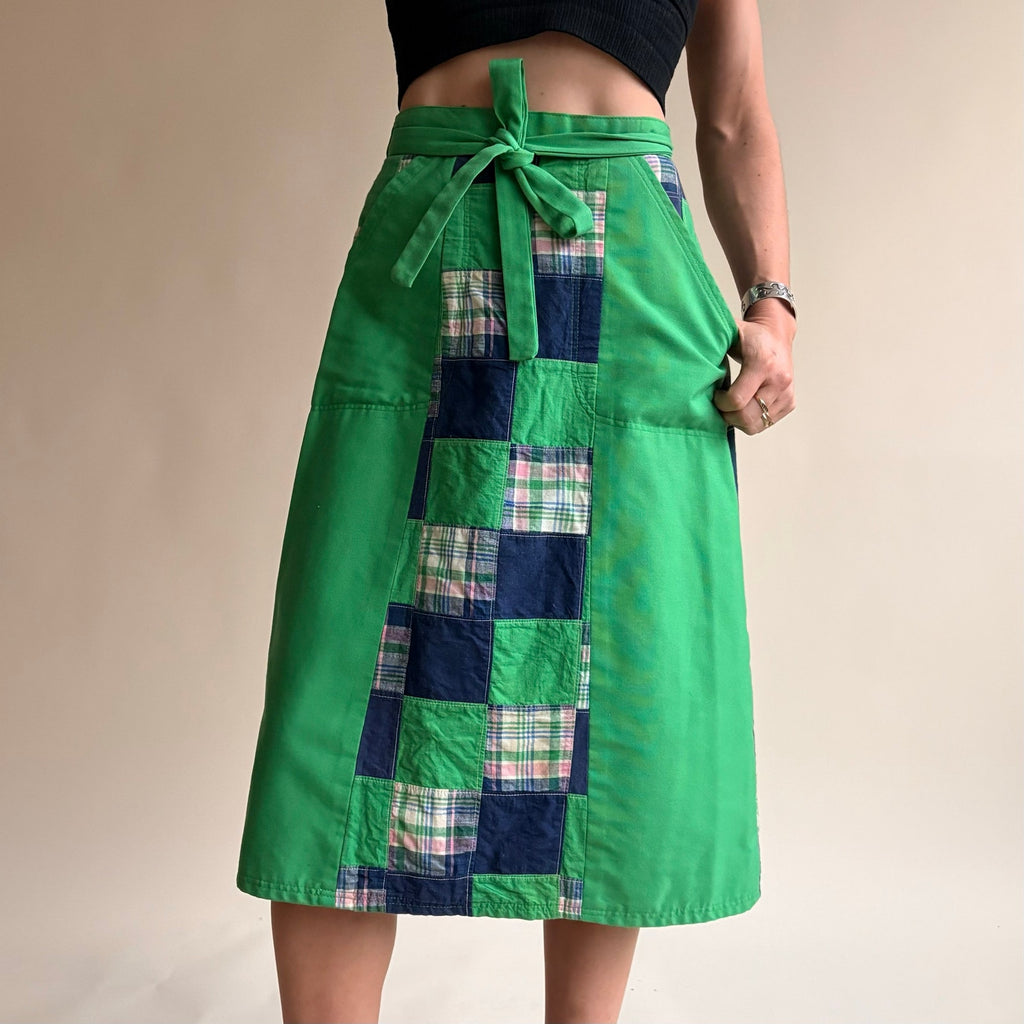 Bay Country Classics Green & Navy Patchwork Wrap Skirt - Reversible, One Size