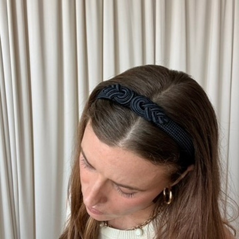 Black Rope Knot Headband - Retro, 13"