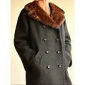Vintage Woodward & Lothrop Black Wool Car Coat with Mink Fur Collar