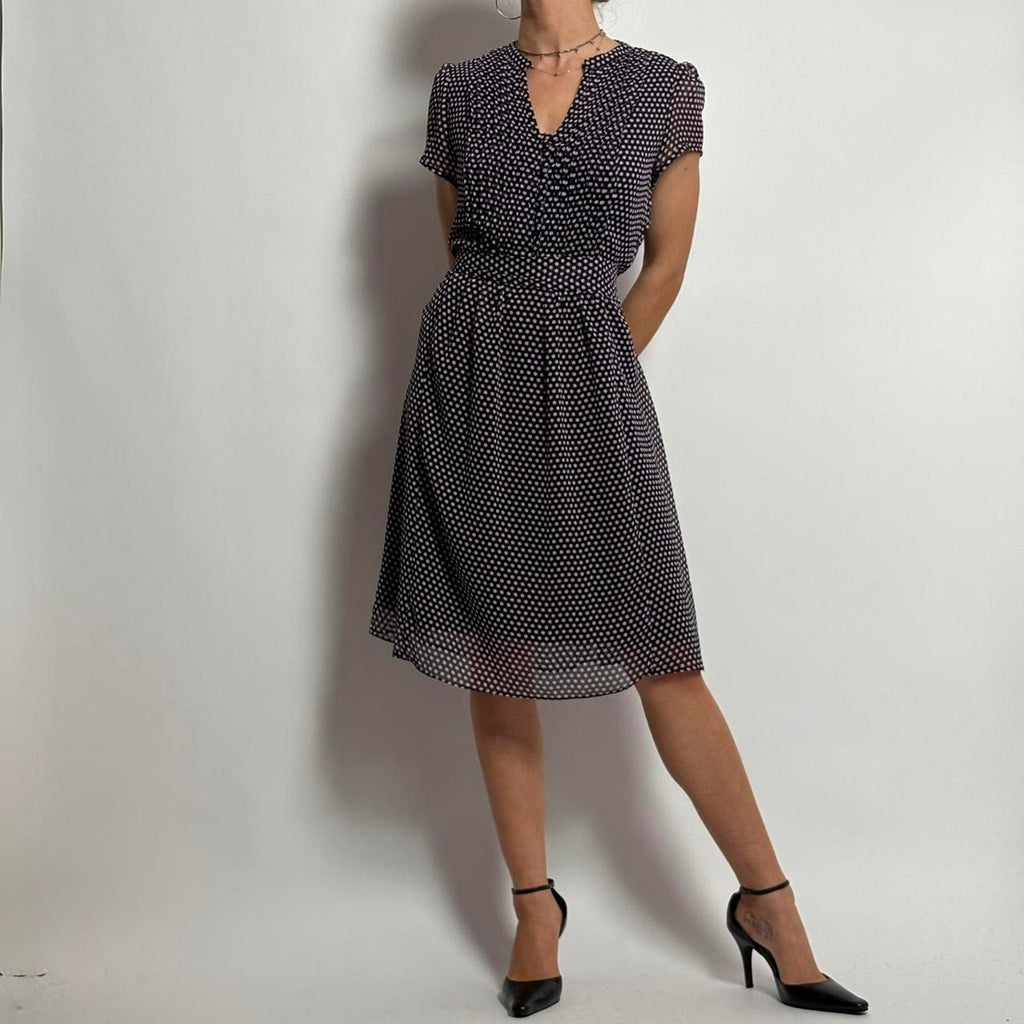 JBS Purple Polka Dot Midi Dress w/ Ribbon Belt | 8