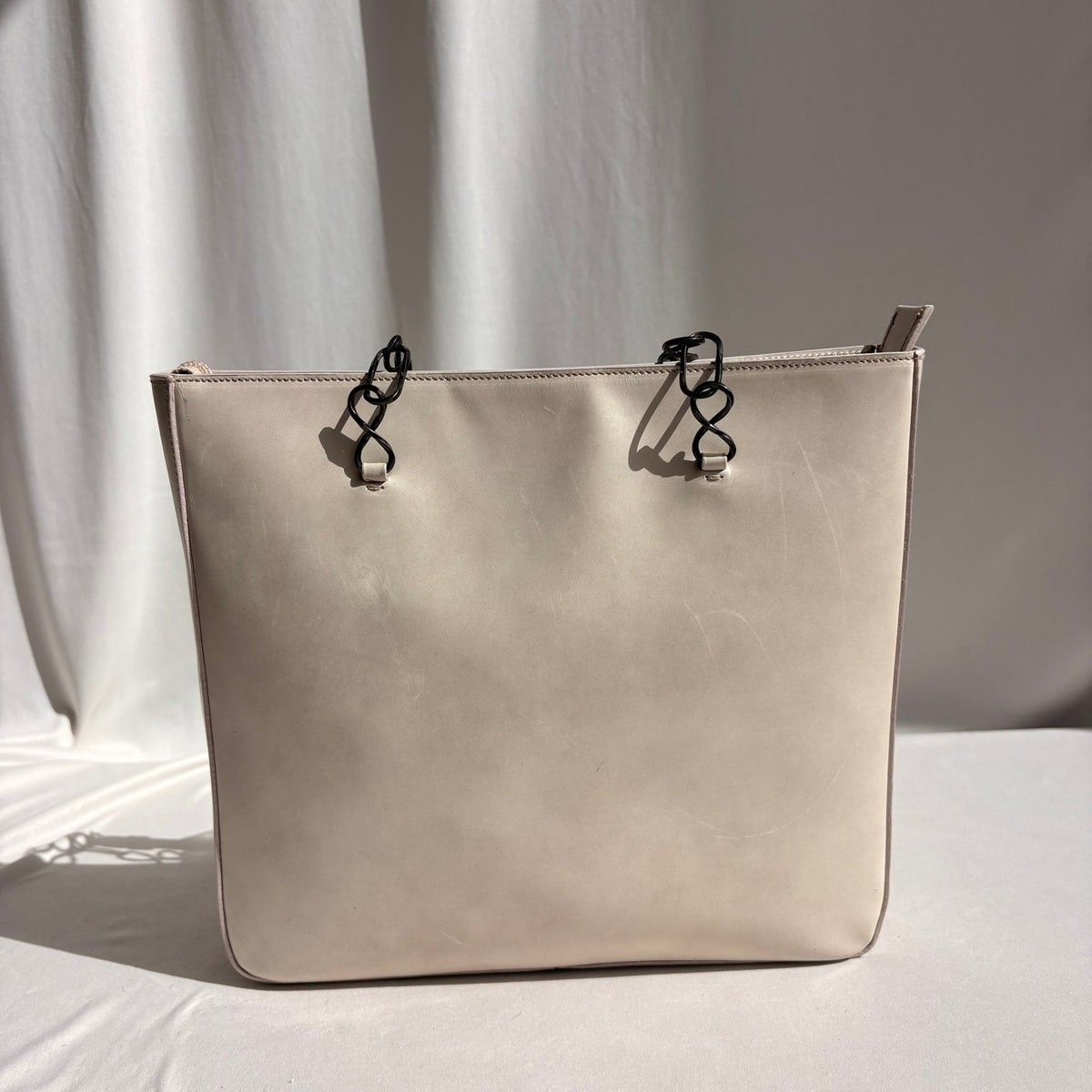 Vintage Prada Vitello Catena Tote Bag - Ivory Calfskin