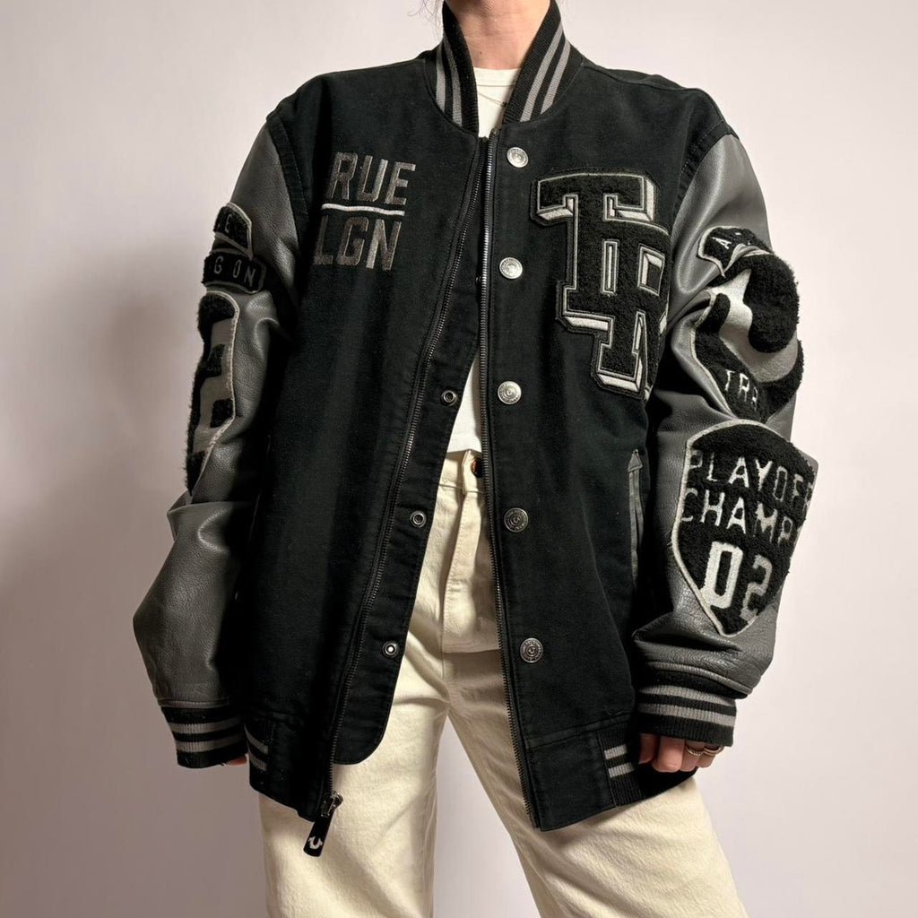 True Religion Varsity Jacket - Black/Grey, Size XL
