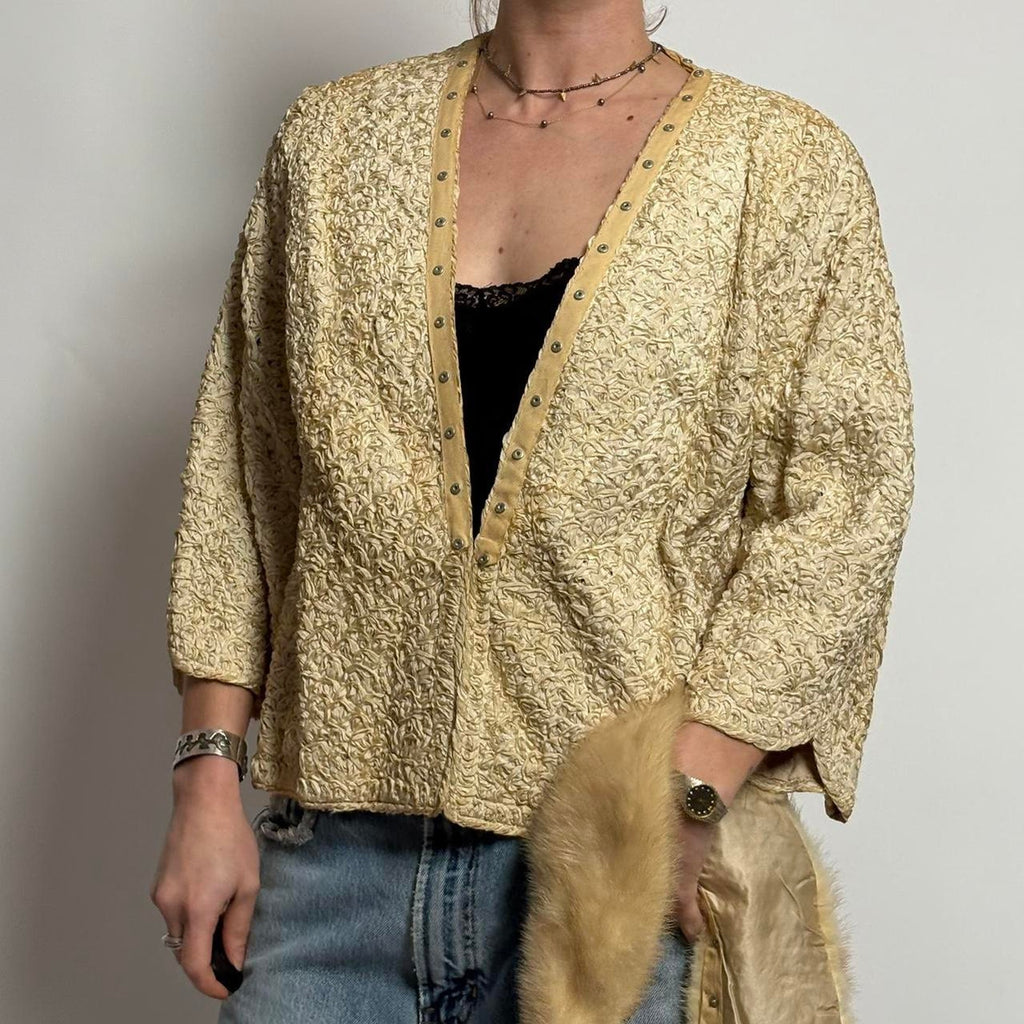 Vintage 1950s Ribbon Knit jacket by Dolly Muff Msg. Co.