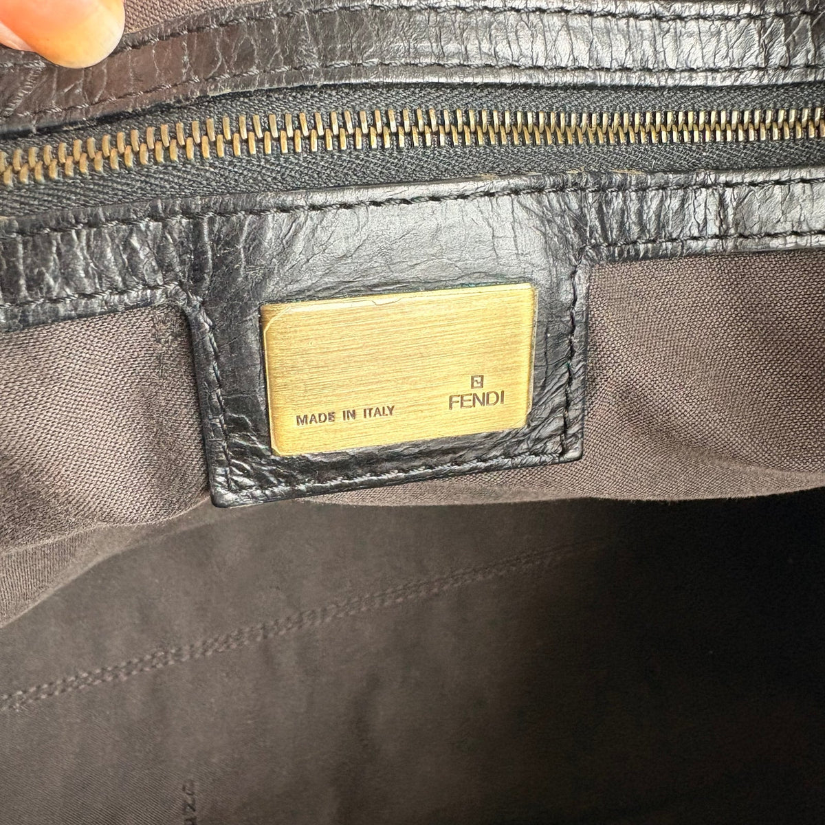 Fendi Black "Etnico Du Jour" Pebbled Calf Leather Handbag