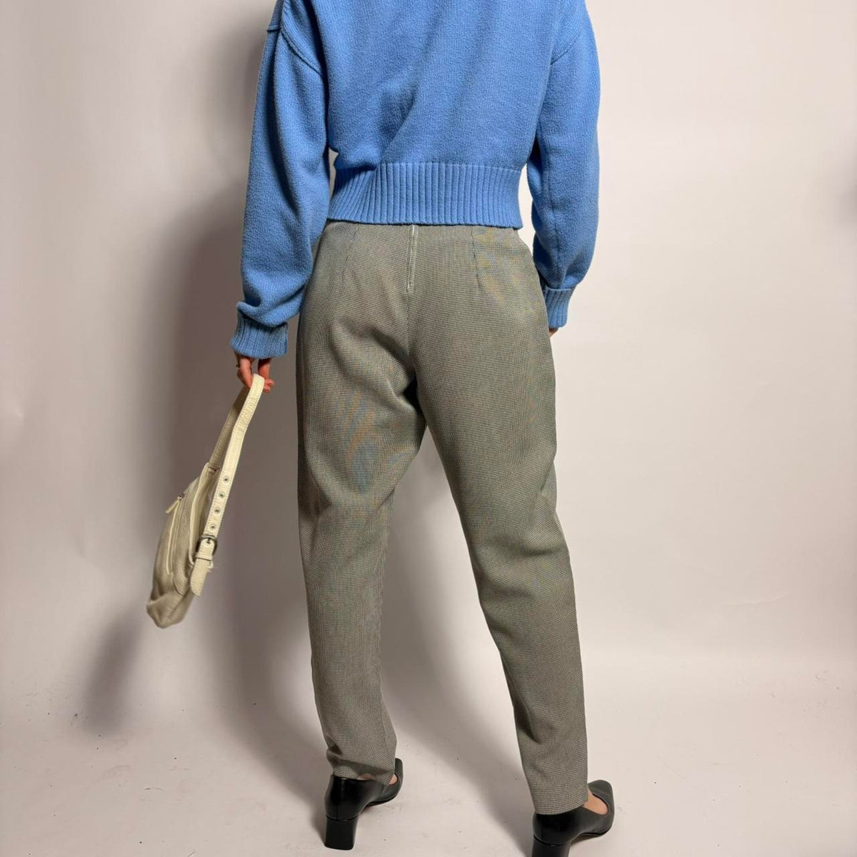 Vintage Gingham Trousers - Black & White (Fits Small)