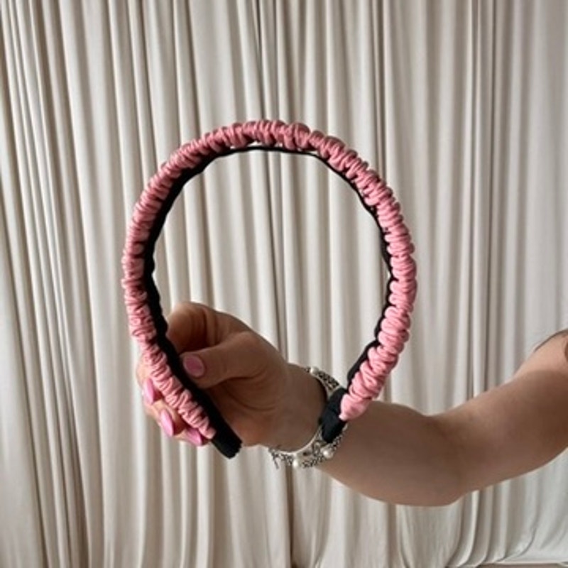 Pink Ruched Faux Leather Headband - Retro, Light Pink