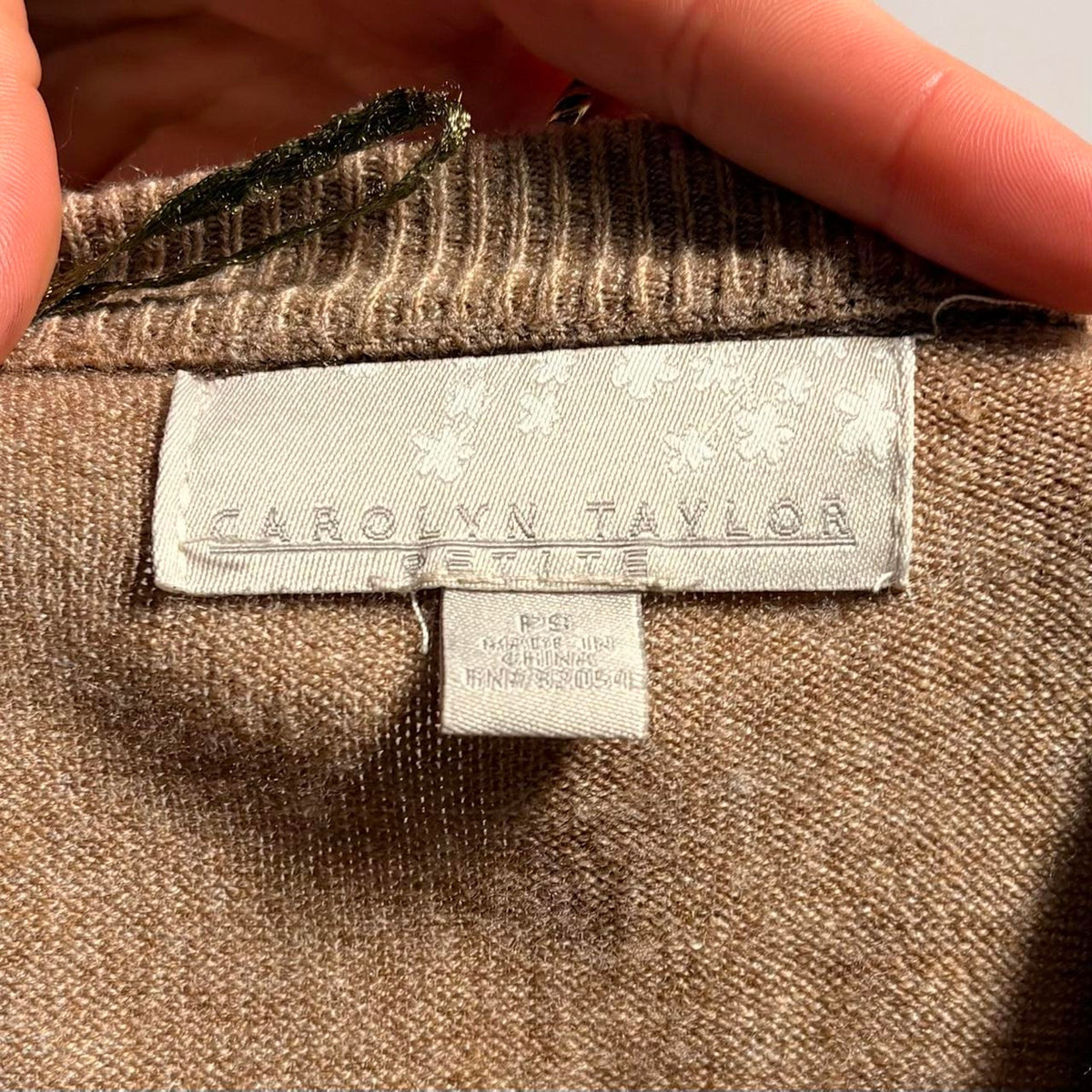 Caroline Taylor Tan Cardigan - Petite Size Small