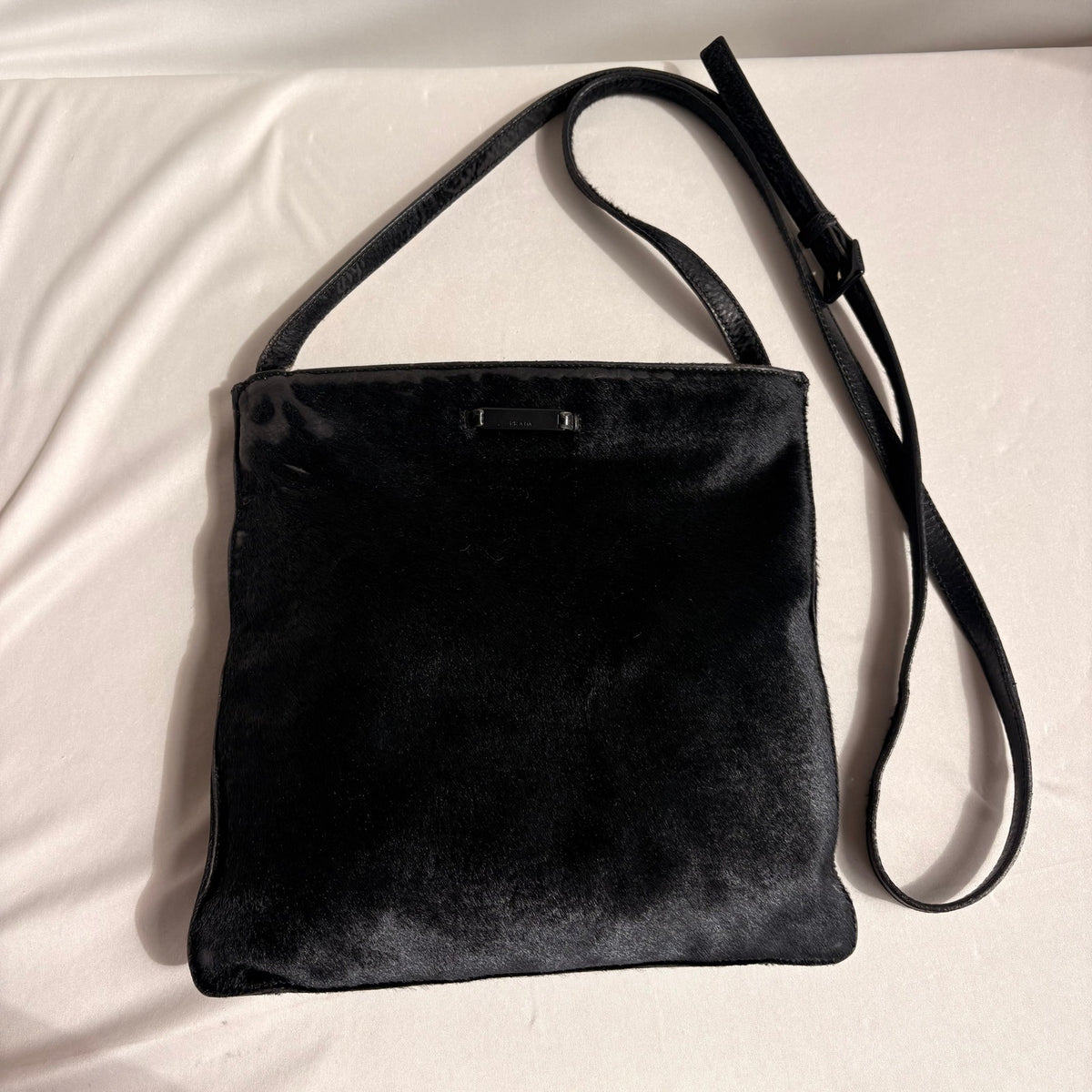 Vintage Prada Cavallino Crossbody Bag - Black Pony Hair, Late 90s