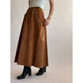 Vintage Bergdorf Goodman Light Brown Suede A-Line Maxi Skirt