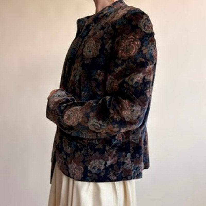 Floral Velvet Mock Neck Blazer - Medium