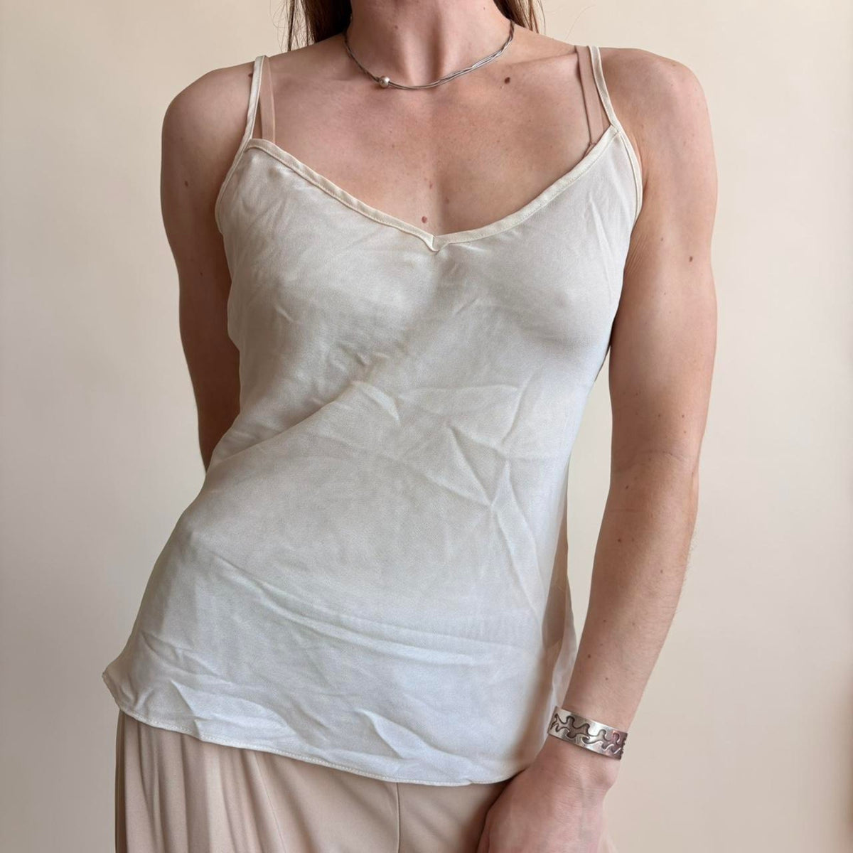 Ralph Lauren Sheer Cream Spaghetti Strap Top - Size Small