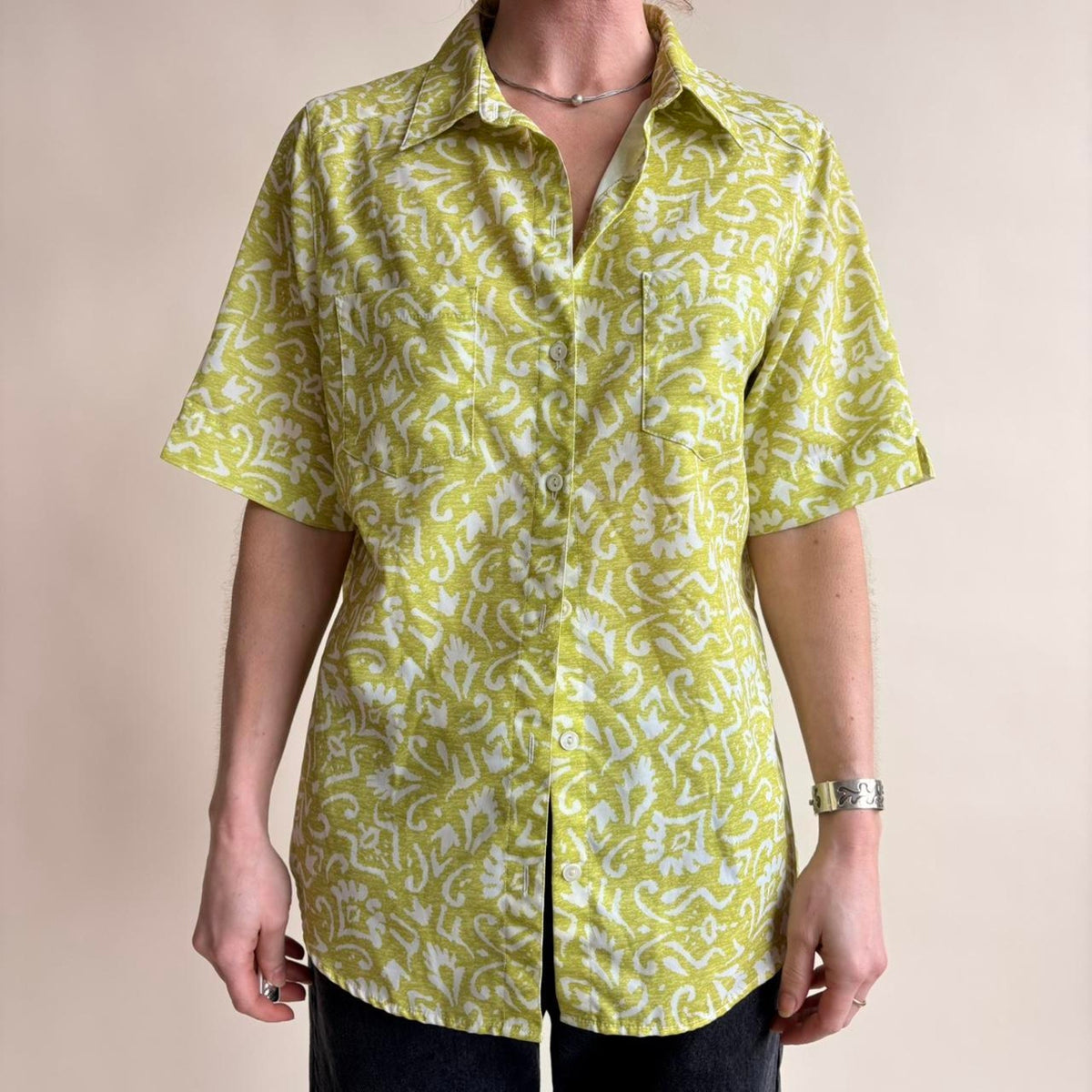 Travel Smith Green & White Hawaiian Shirt - Size Medium