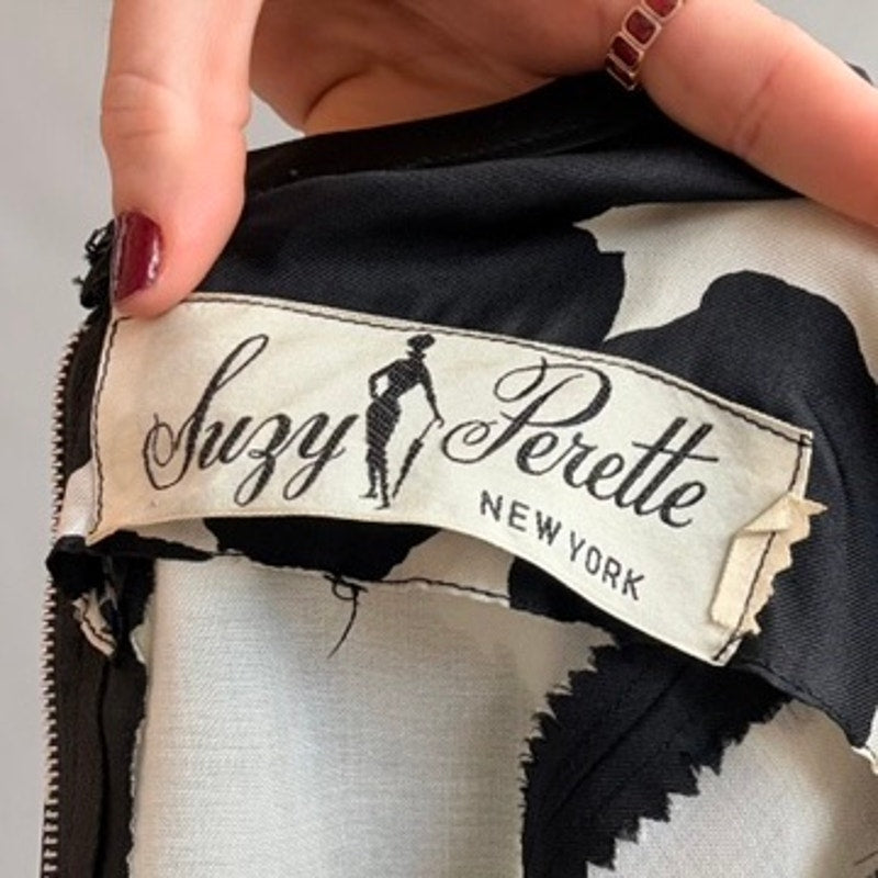 Suzy Perette New York Vintage Silk Polka Dot Cocktail Dress