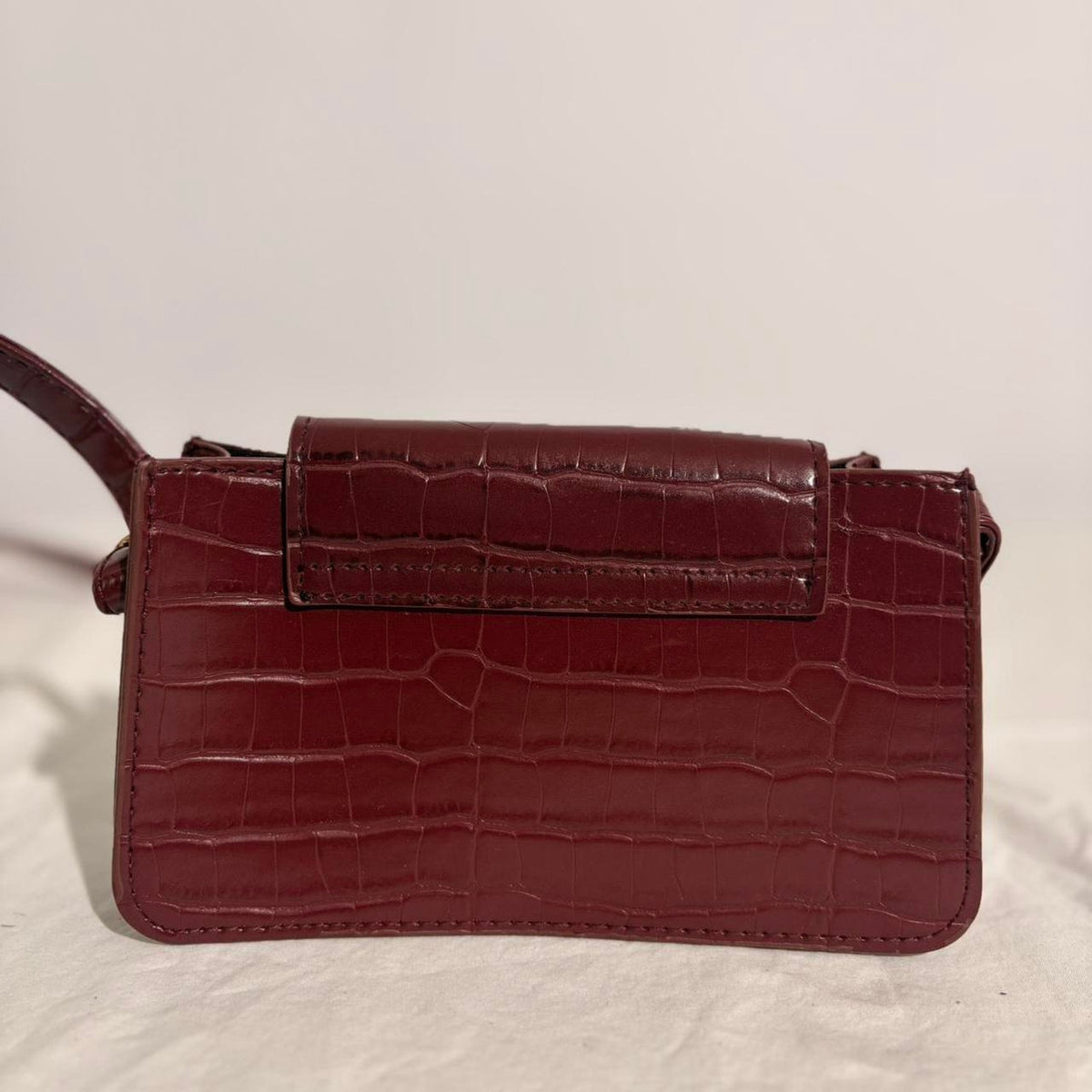 Primark Burgundy Croc Print Shoulder Bag - Small