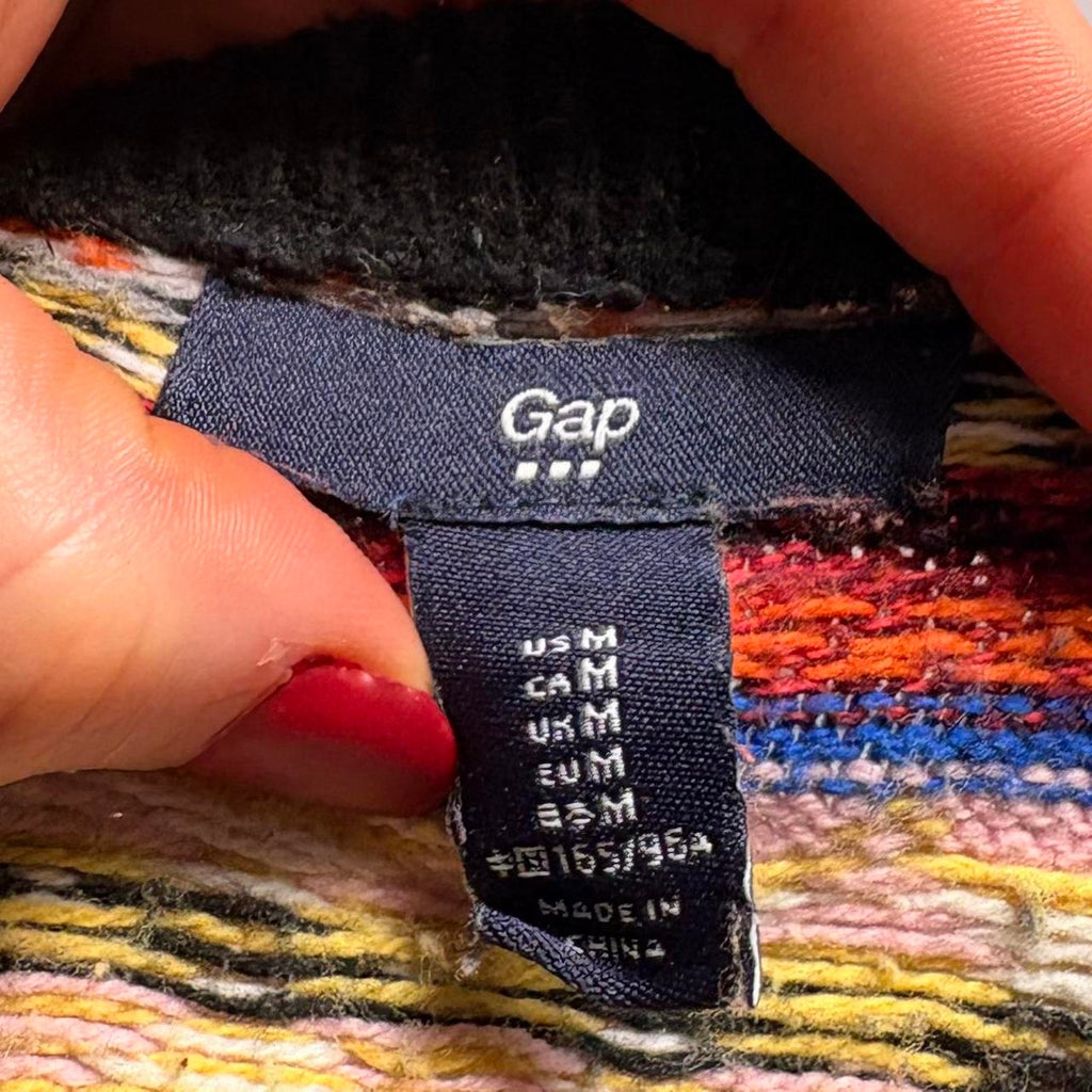 Gap  Fair Isle Sweater - Black & White Multi Stripe, Size Medium