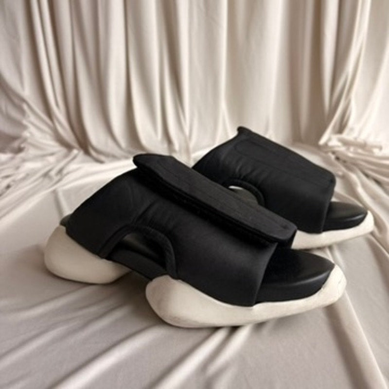 Rick Owens x Adidas Tank Slide Sandals - Black & White, Men's 5/Women's 7