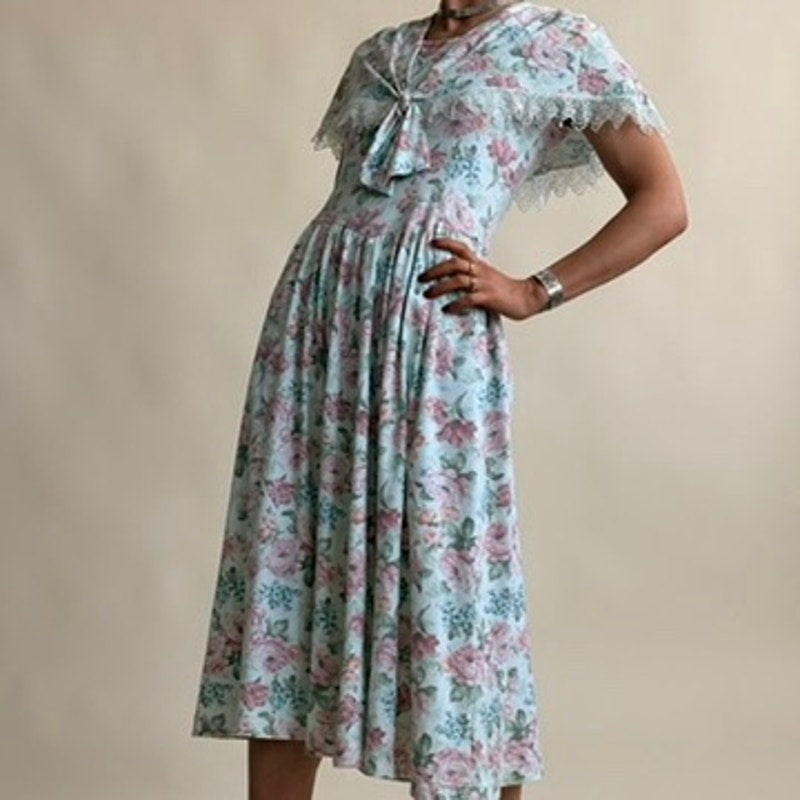 Lang Originals Sailor-Style Drop-Waist Dress - Made in USA, Fits Small