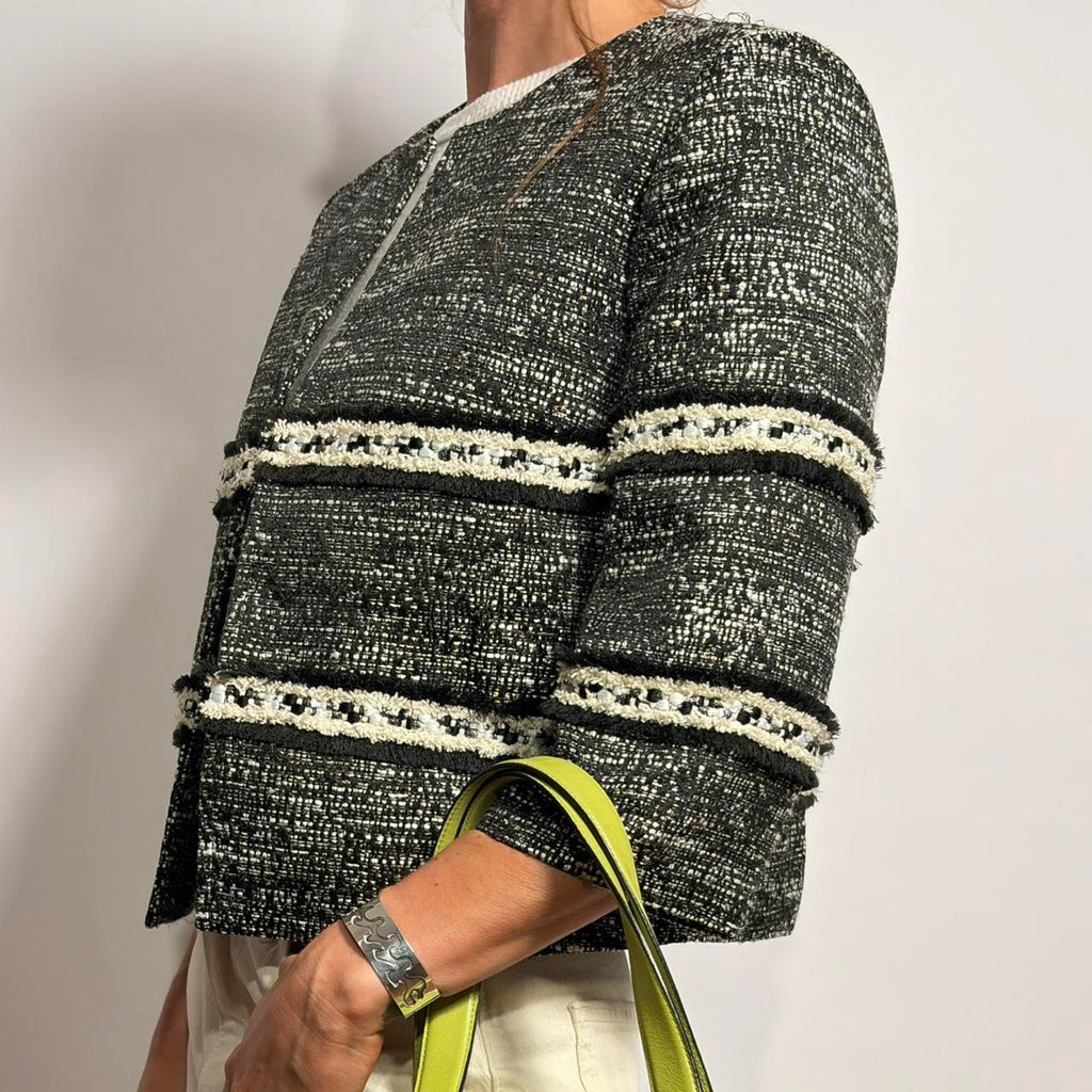 Ellen Tracy Black & White Tweed Jacket - Size 6 (Fits Small)