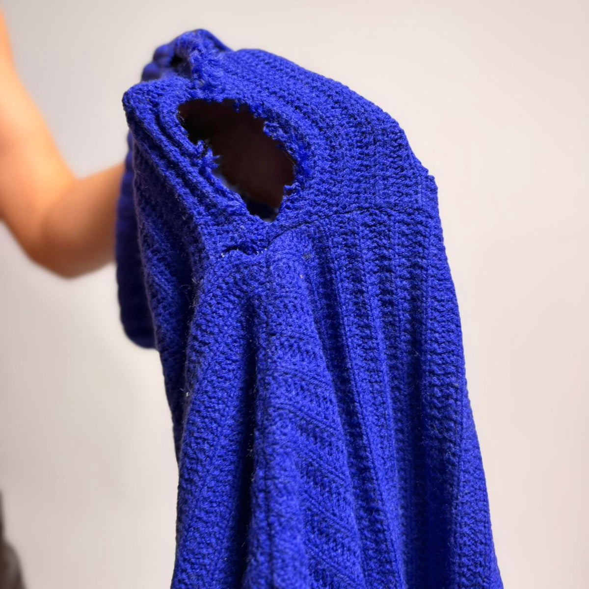 Blue Ribbed Turtleneck Sweater - Fits Medium