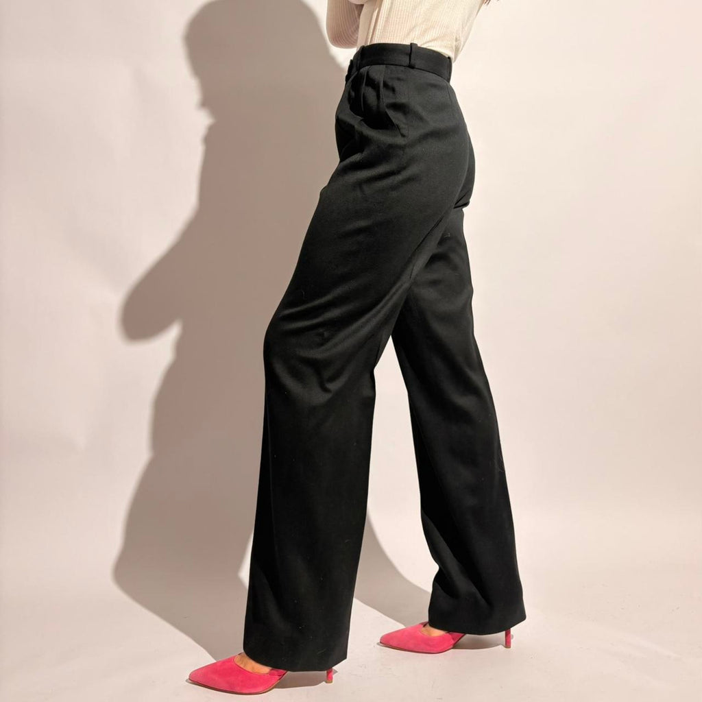 Italian Wool High-Waisted Tuxedo Pants - Fits Size 2