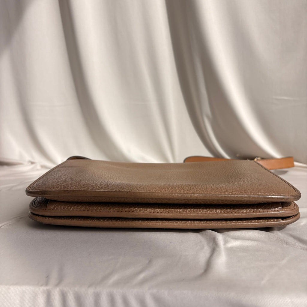 Vintage Christian Dior Oval Buckle Tan Leather Shoulder Bag
