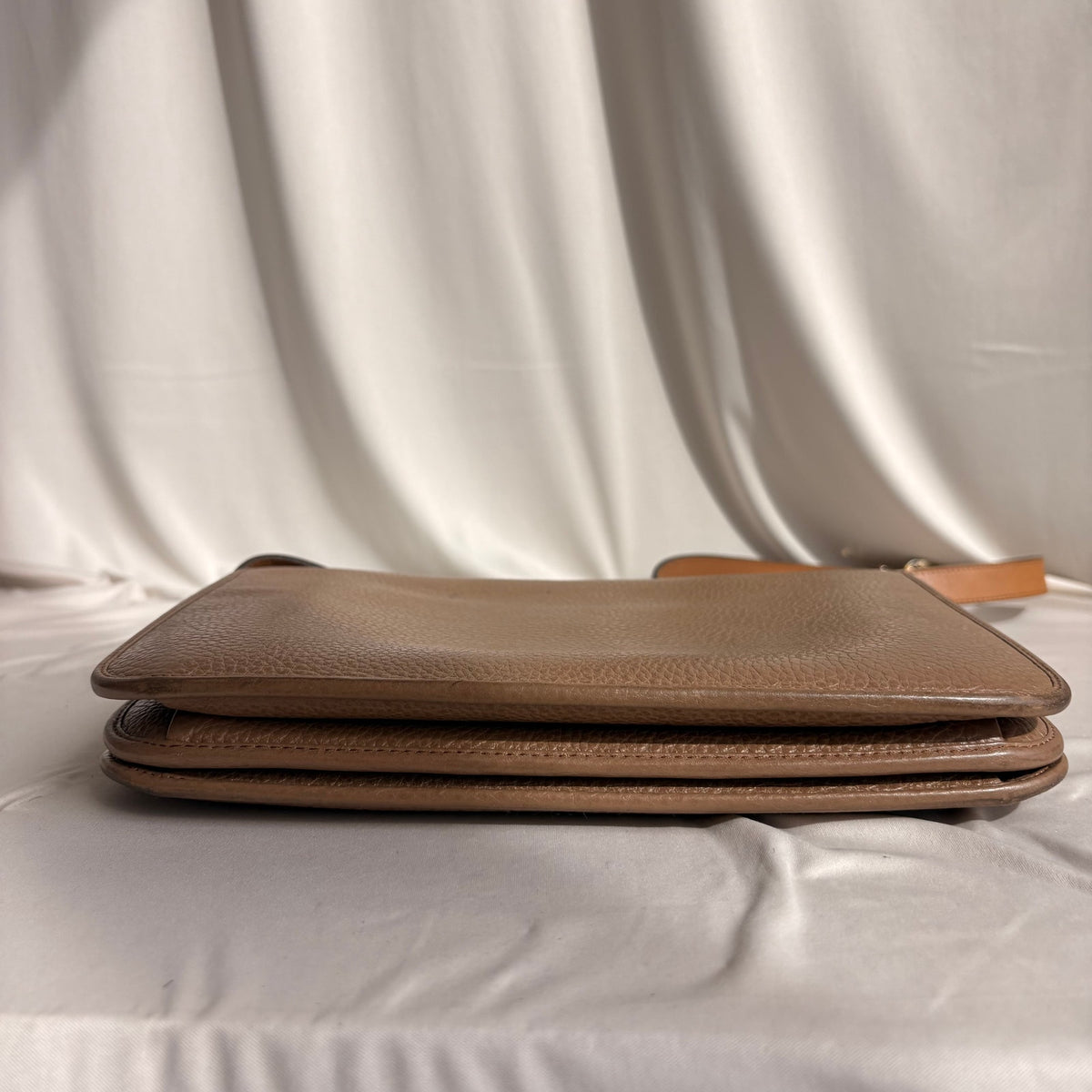 Vintage Christian Dior Oval Buckle Tan Leather Shoulder Bag