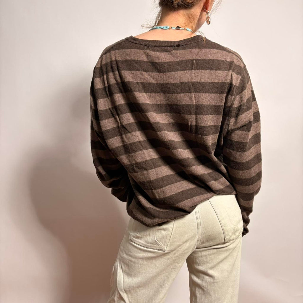 Sebastian Cooper Cashmere Blend Brown Stripped Sweater - M