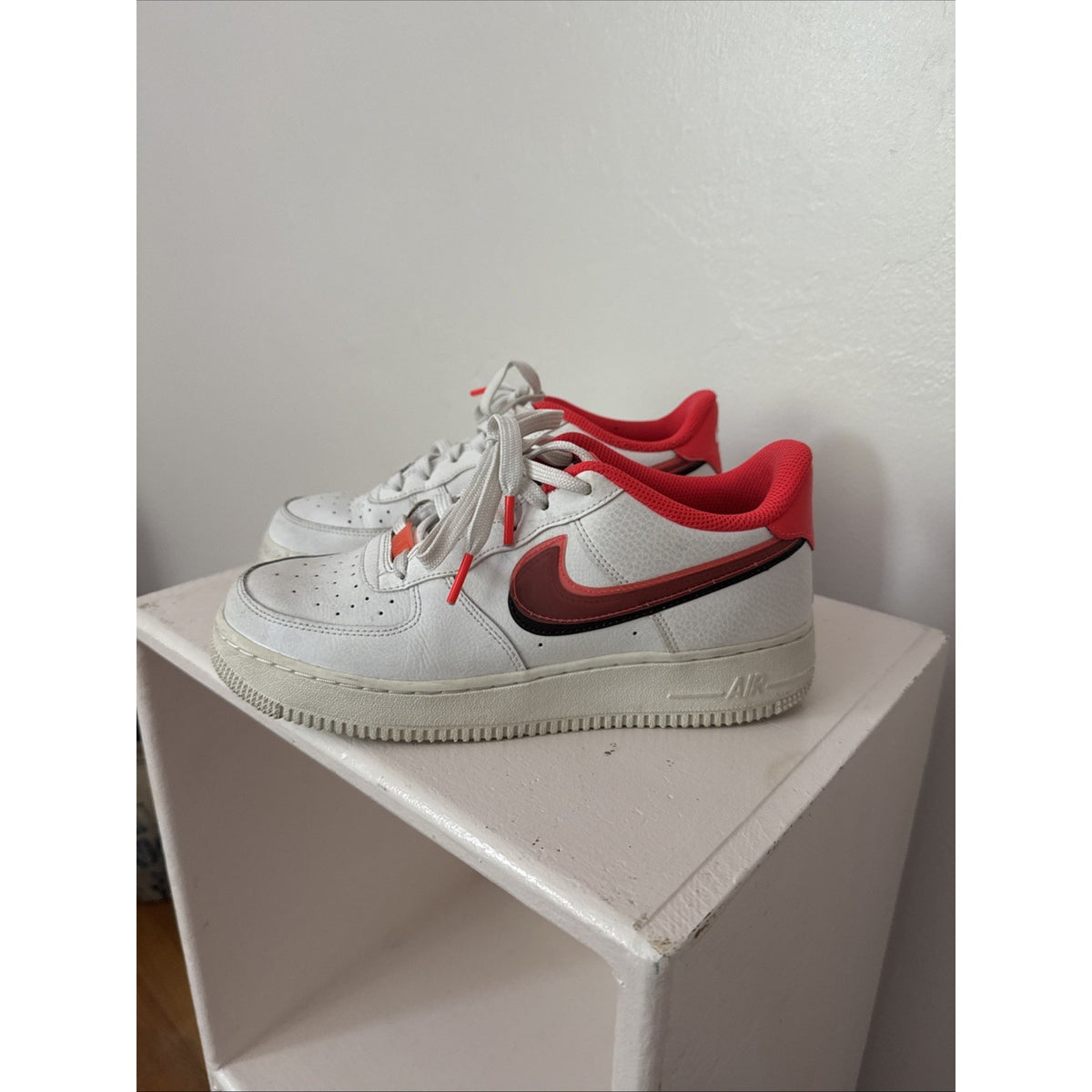 Nike Air Force 1 LV8 GS White Double Swoosh Crimson (CW1574-101) Size 6.5Y