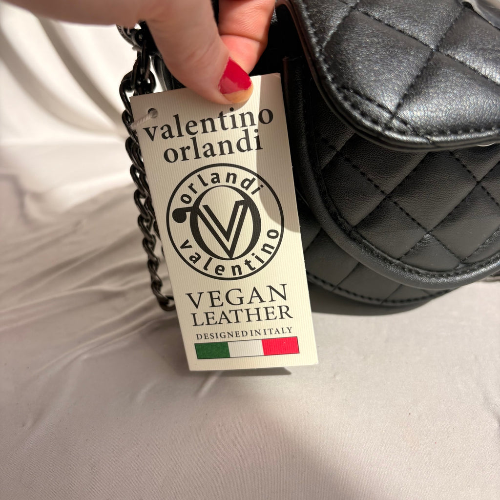 Valentino Orlandi Black Quilted Heart Crossbody Bag, NWT