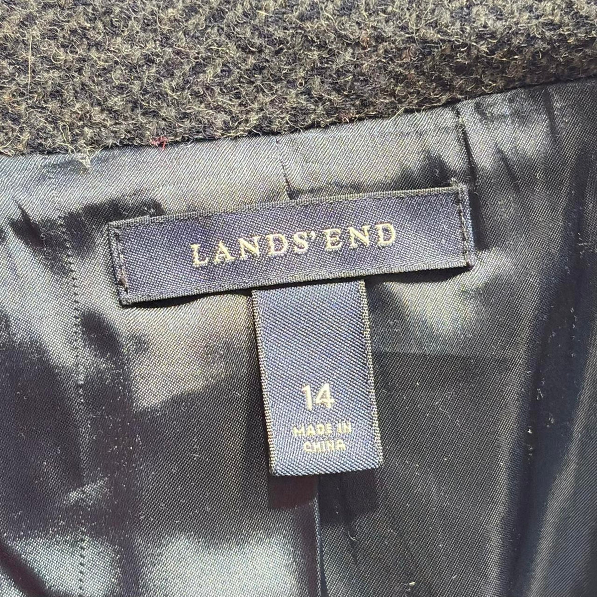 Vintage Lands' End Wool Blazer - Blue Grey -size 14