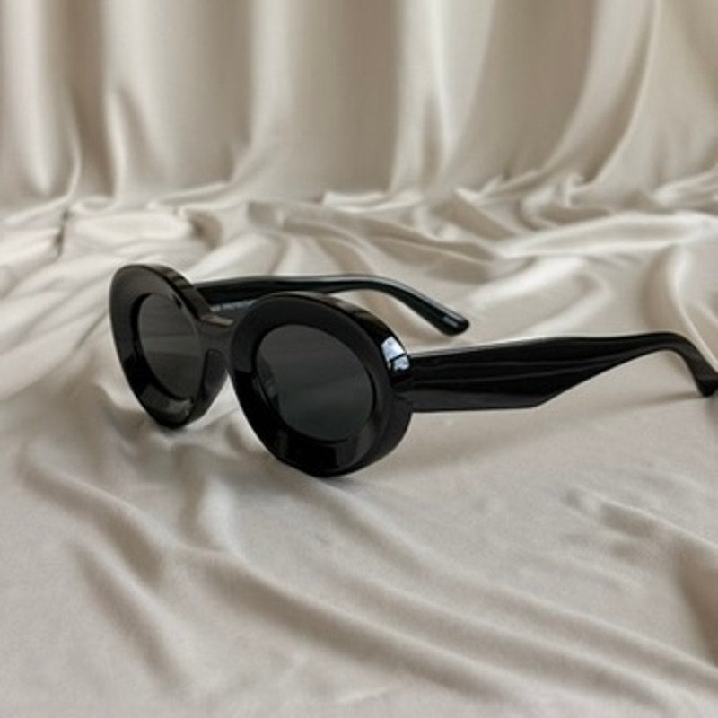Chunky Oval Sunglasses - Black Frame & Lenses, UV400