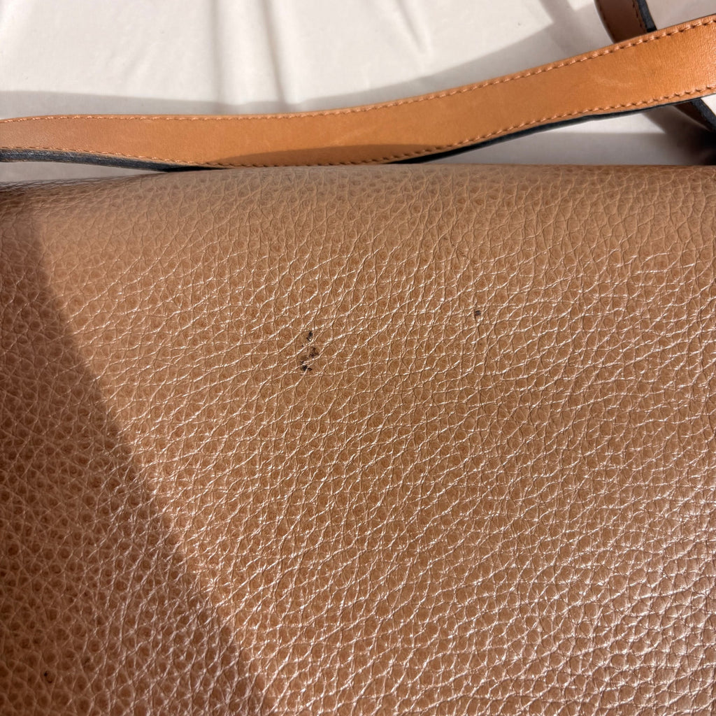 Vintage Christian Dior Oval Buckle Tan Leather Shoulder Bag