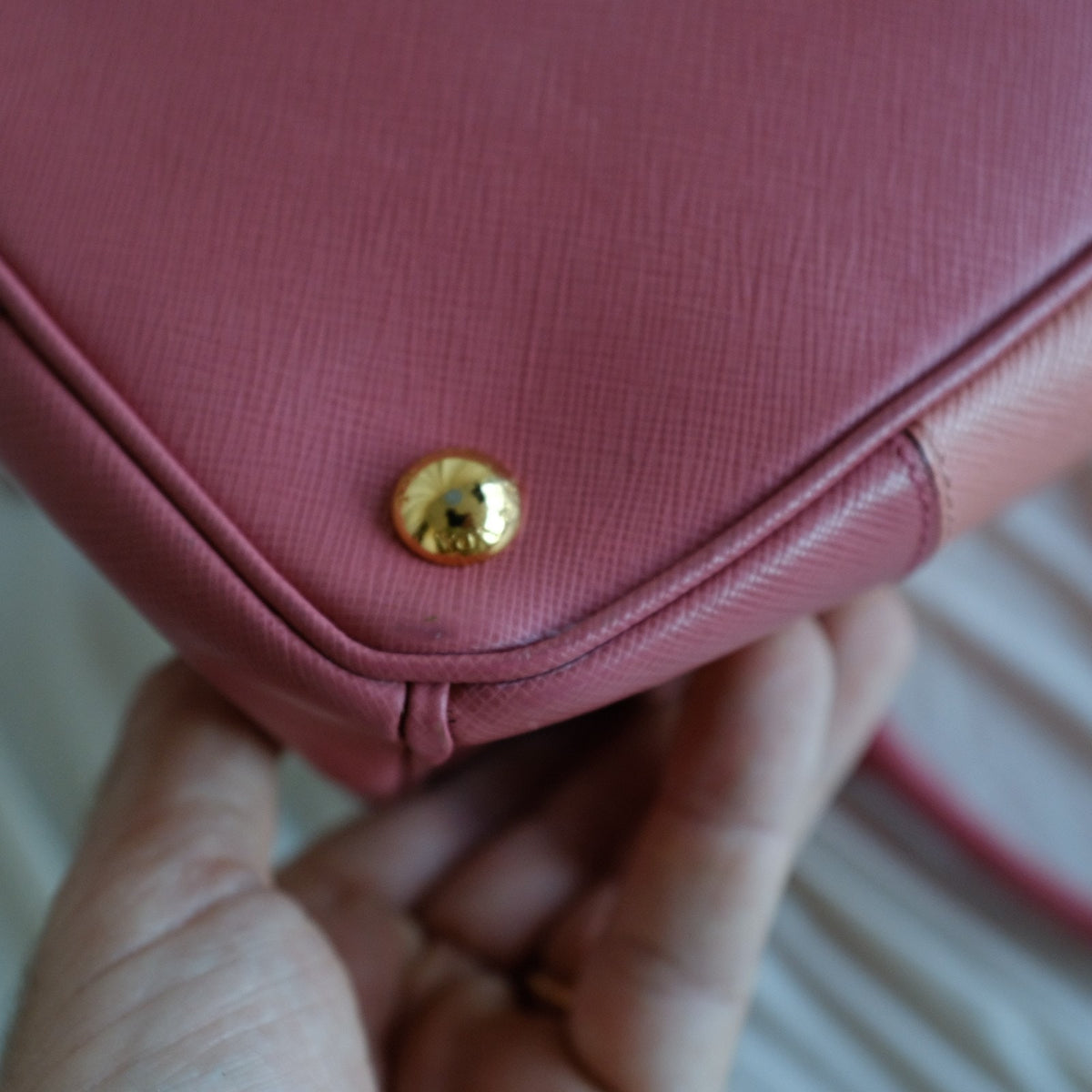 Authentic Prada Galleria Tote Saffiano Lux Leather Bi-Color Pink Double-Zip COA