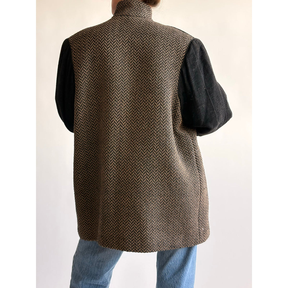Barbara Perry Black & Brown Geometric Woven "Art-to-Wear" Blazer