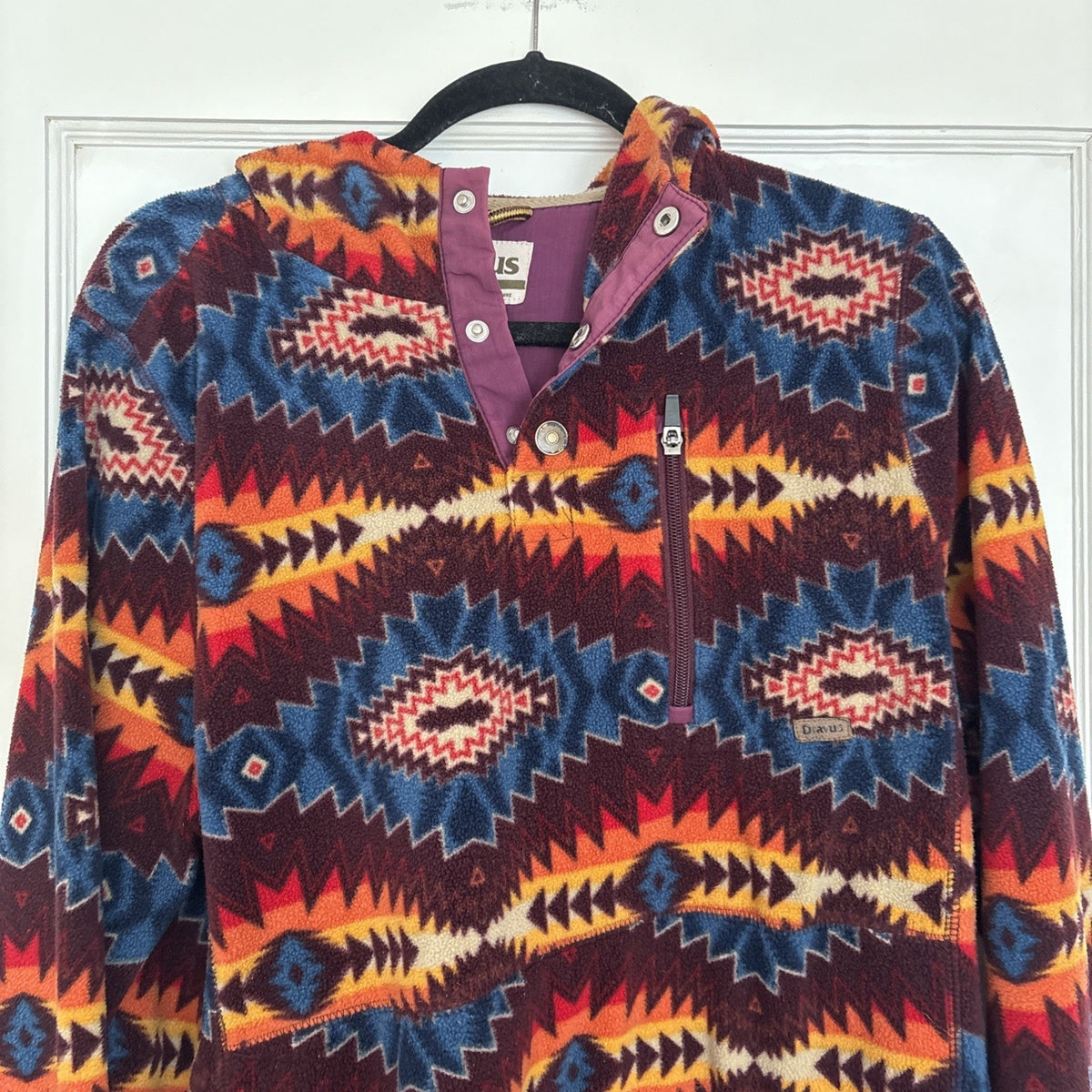 DRAVUS Hoodie Mens Medium 1/4 Snap Pullover Southwest Fleece Long Sleeve
