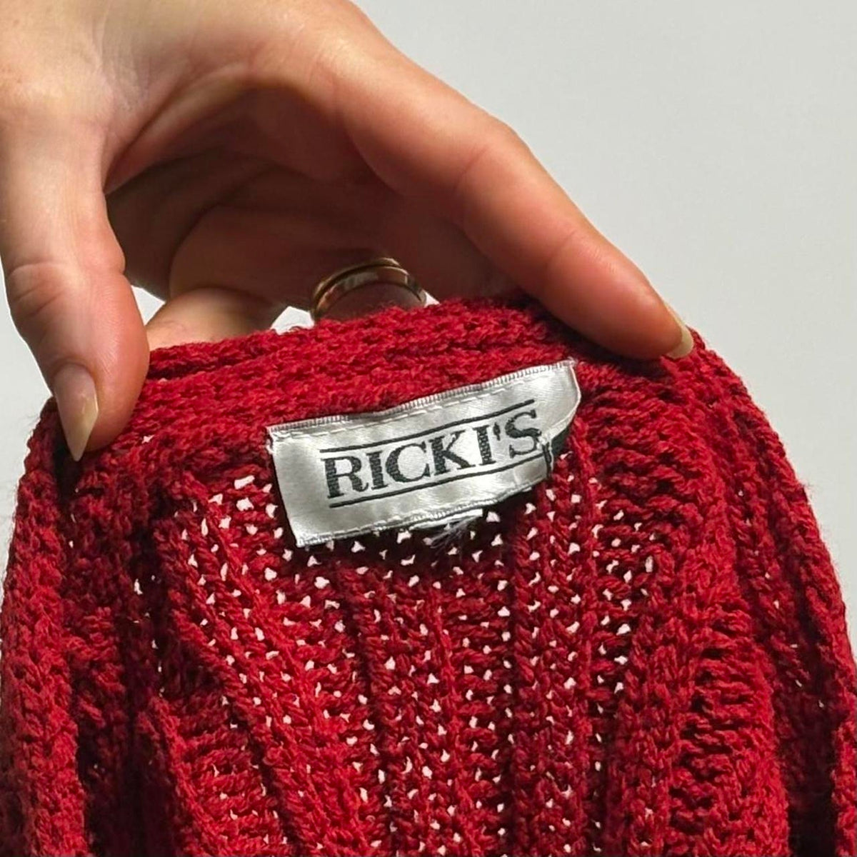 Ricki's Cherry Red Chunky V-Neck Sweater - Small