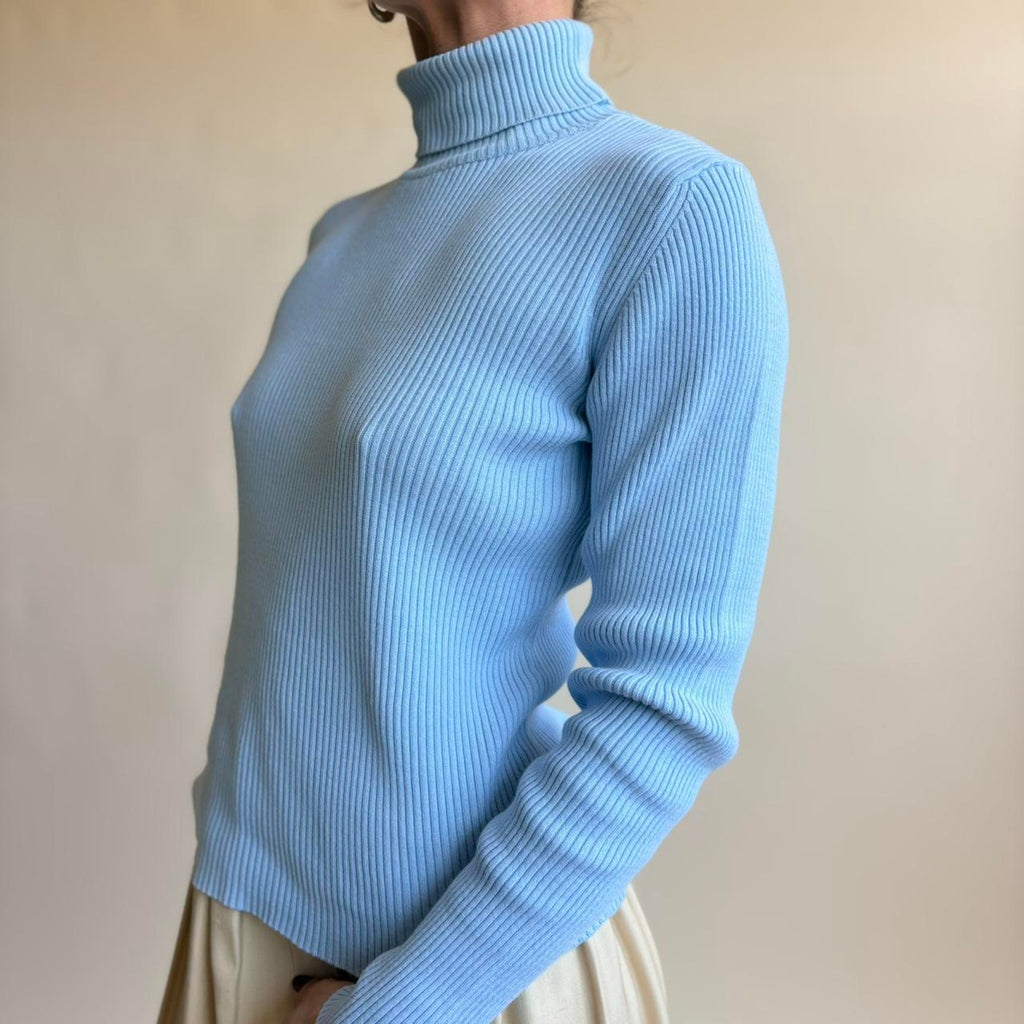 Irresistibles Robin's Egg Blue Ribbed Turtleneck - Size Small