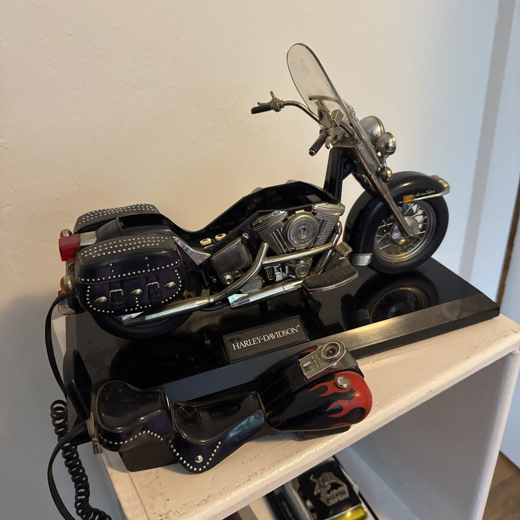 VTG Harley-Davidson Telemania Heritage Softail Landline Telephone Phone Flames.