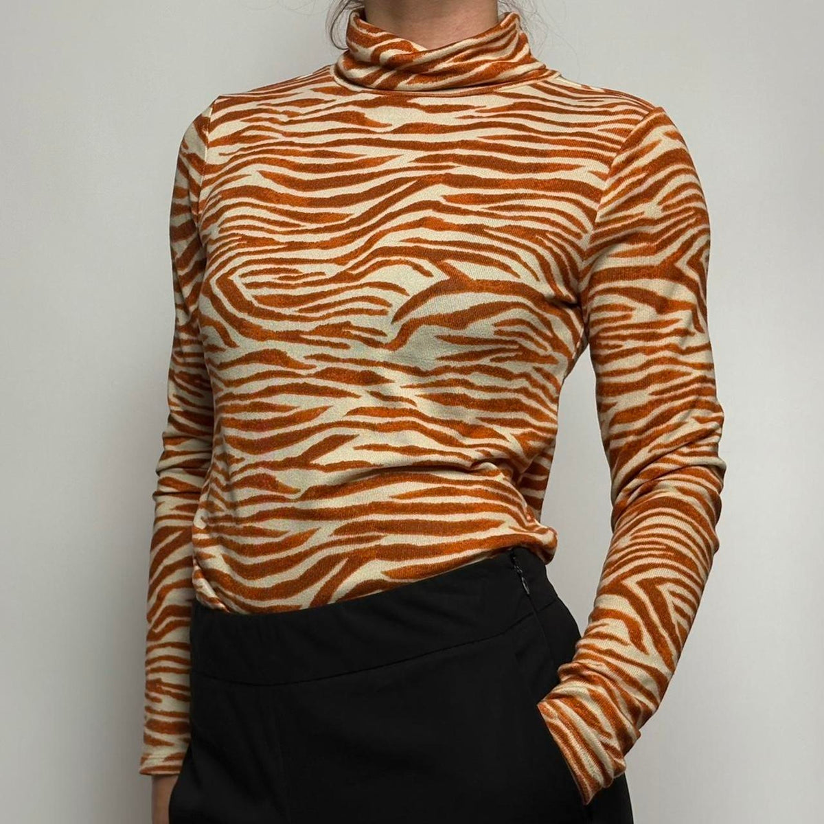 The Loft Orange Zebra Print Turtleneck - Small