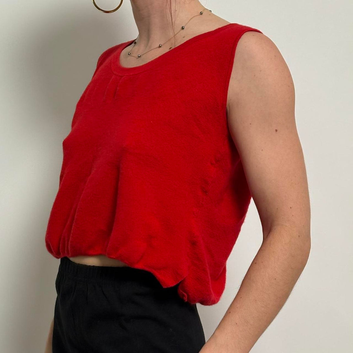 A.K.R.I.S Cropped Cashmere Tank ~ Cherry Red - Size 8