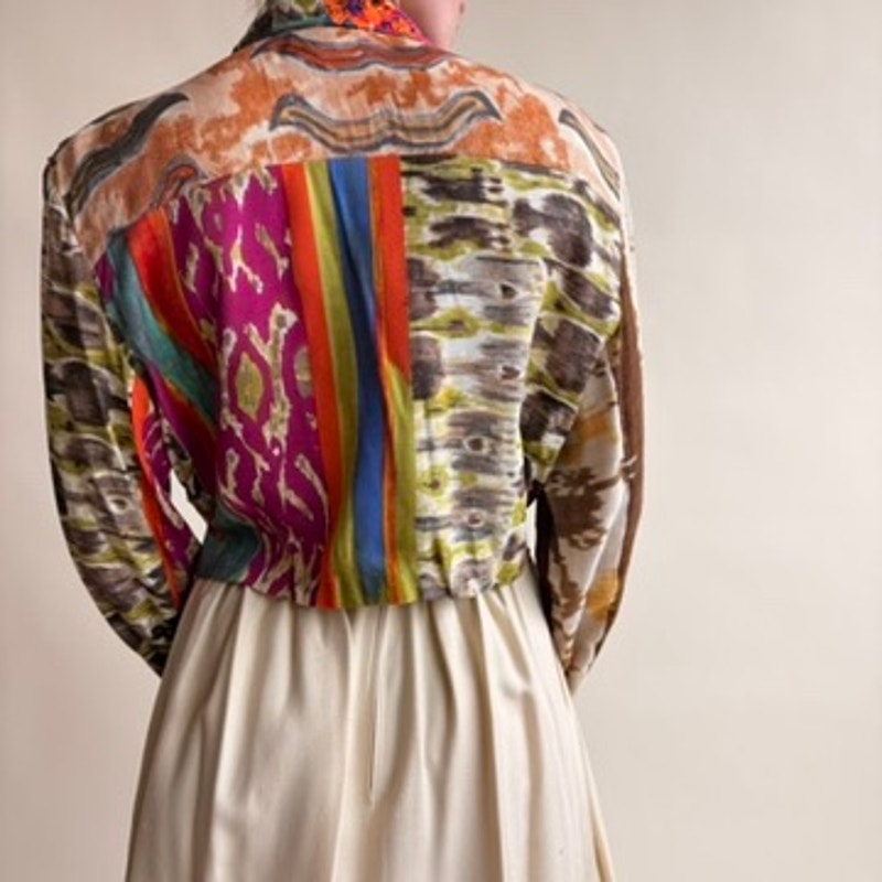 The Icing Patchwork Jacket - Tapestry, Beaded, Crop, 80s/90s, Size Small